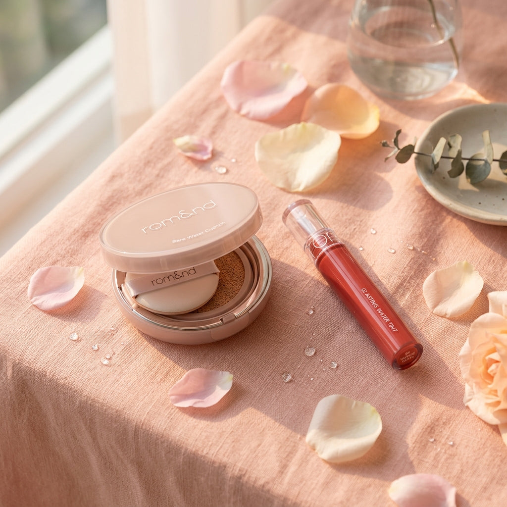 romand makeup products for a dewy glass-skin look