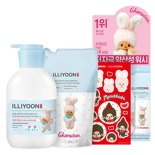 [ILLIYOON] Illiyoon Ceramide Ato 6.0 Top to Toe Wash Monchichi Edition (500ml+500ml refill+limited goods plan)