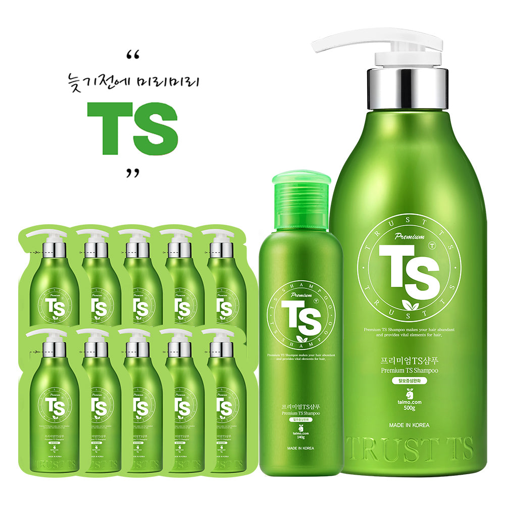 [TS Shampoo] TS Premium Shampoo (main product 500g + 140g + 6g x 10 additional sheets provided)