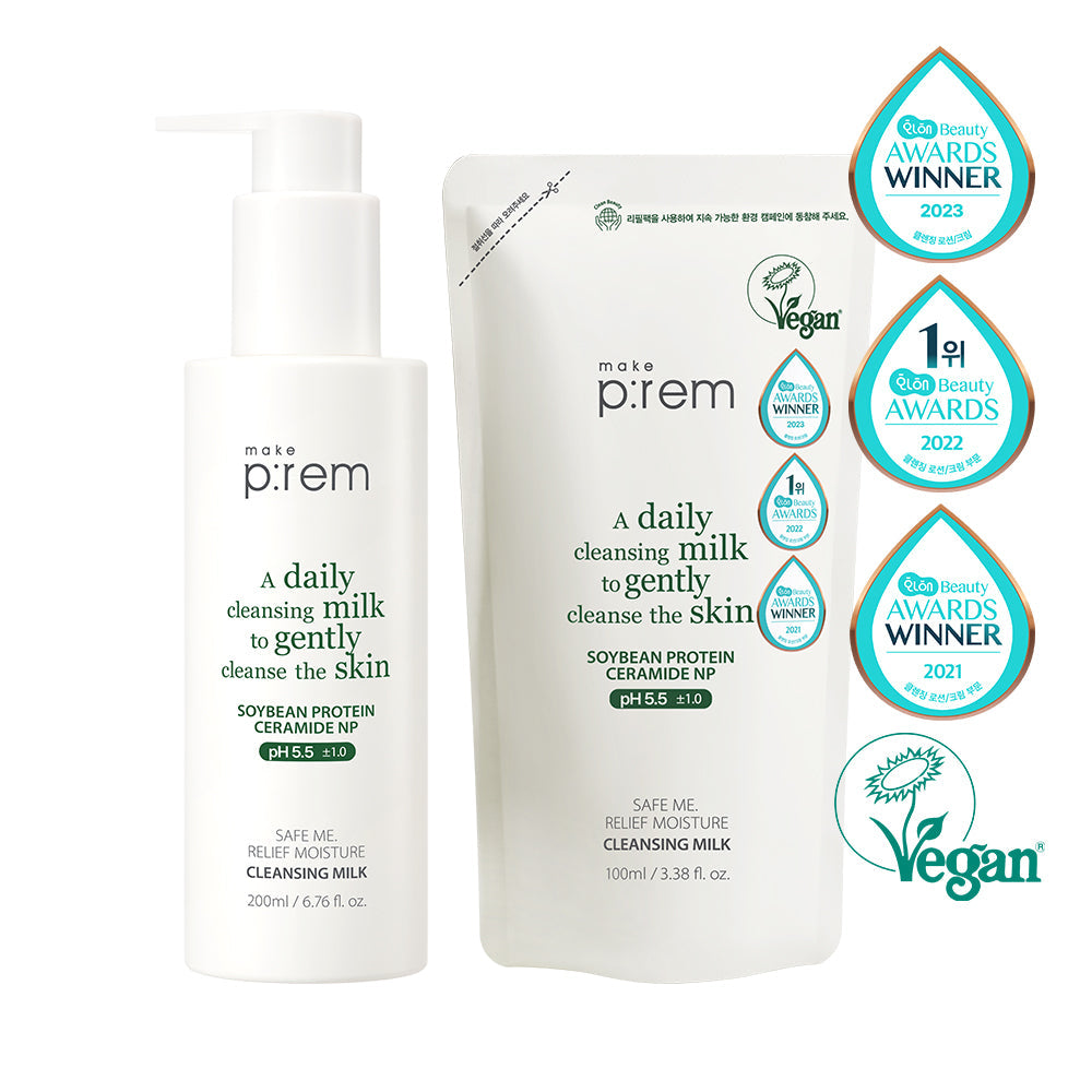 [makeprem] MakePrem Safe Me Relief Moisture Cleansing Milk Special (200ml+100ml refill)