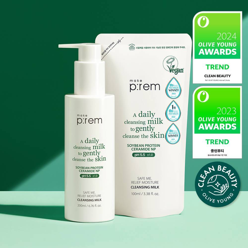 [makeprem] MakePrem Safe Me Relief Moisture Cleansing Milk Special (200ml+100ml refill)