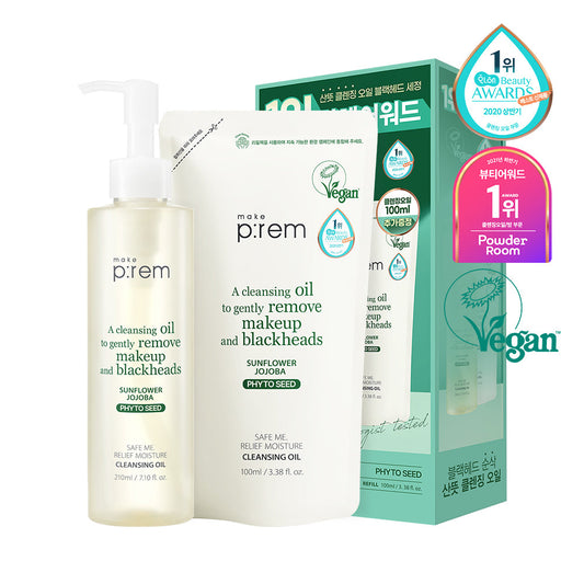 [makeprem] MakePrem Safe Me Relief Moisture Cleansing Oil Refill Plan (210ml+100ml refill)