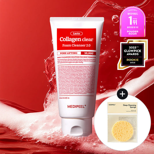 [MEDI-PEEL] Medi-Peel Red Lacto Collagen Clear Foam 2.0 Large Capacity 300ml Special (+Sponge)