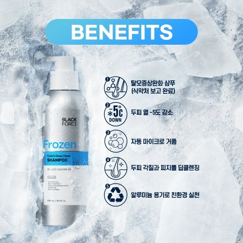 [BLACKFORET] Black Foret Frozen Hair Loss Symptoms Relief Shampoo 500ml Choose 1 of 2 types (Cool & Deep Clean, Scalp Strengthening & Balance)