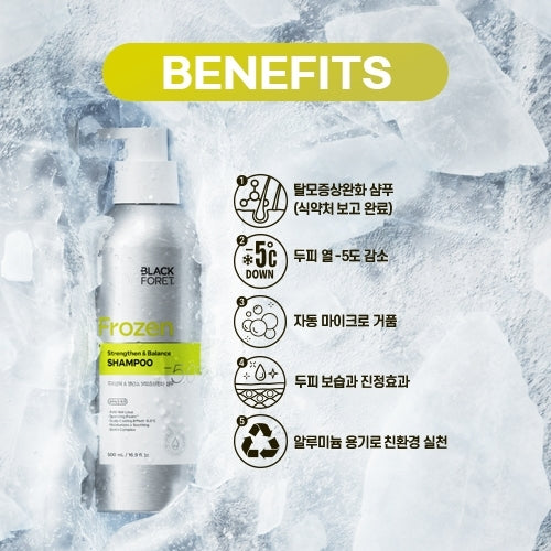 [BLACKFORET] Black Foret Frozen Hair Loss Symptoms Relief Shampoo 500ml Choose 1 of 2 types (Cool & Deep Clean, Scalp Strengthening & Balance)