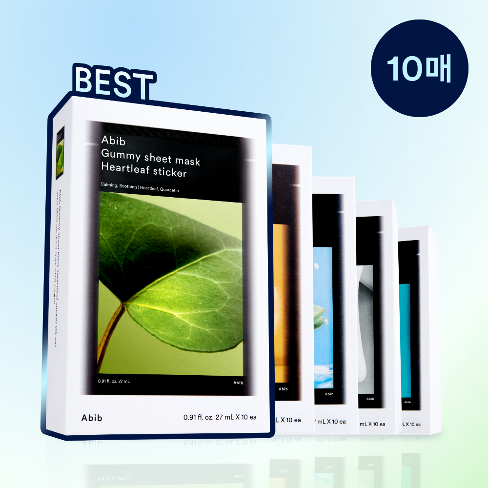 [Abib] Gum Crack Sheet Mask Sticker 10 sheets (Heartleaf/Heartleaf/Madecassoside/Collagen milk/Vita)