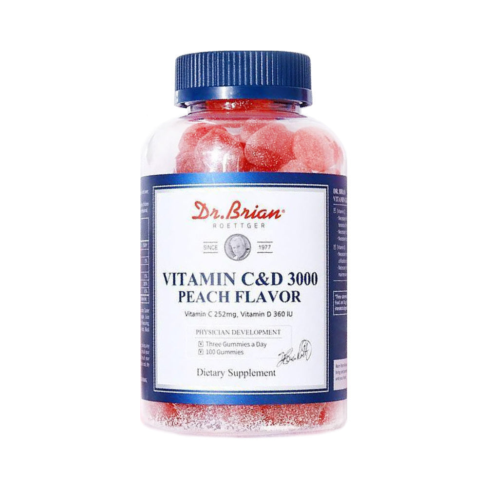 [Dr.Brian] Dr. Brian's Peach Flavored Vitamin C&D 3000 100 Gummies (33 days' worth)
