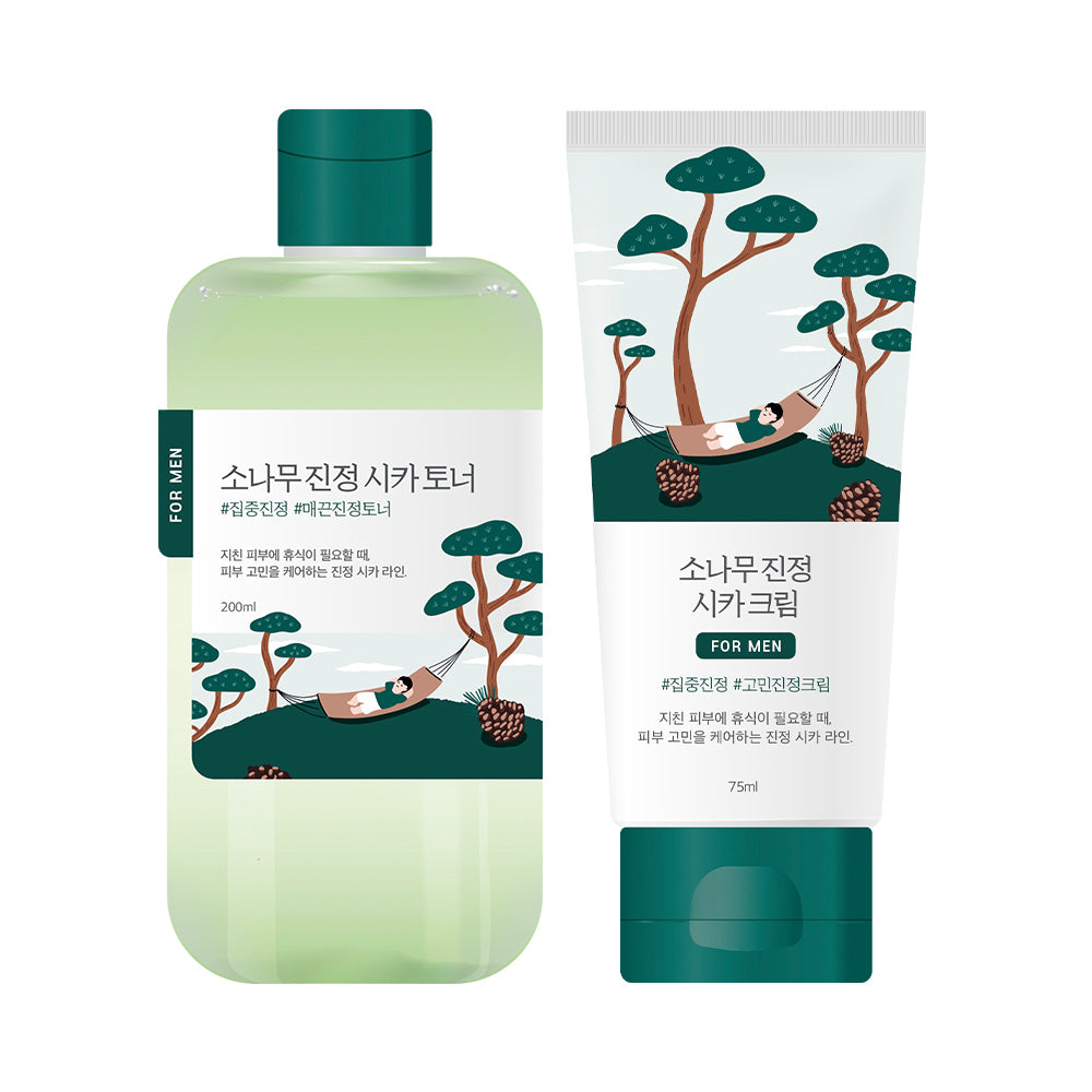 [Round Lab] Round Wrap for Men Pine Tree Toner/Creme 2 Typen Spezial (+ 40ml beruhigender Reiniger enthalten)
