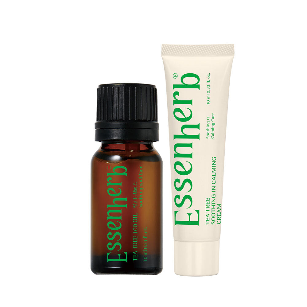 [essenherb] Essen Herb Tea Tree 100 Oil Set (10ml + 10ml cream + 50 cotton swabs provided)