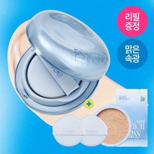 [FWEE] Pu Cushion Glass Natural 5 Colors Special (+ Refill Pouch/2 Puffs Free)