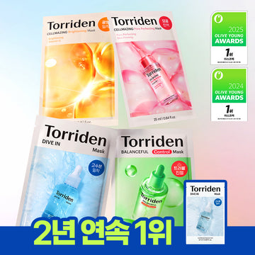 [Torriden] Feuille de masque Toriden, 1 feuille, 4 types, choisissez 1 (hydratant/apaisant/éclaircissant/pores)
