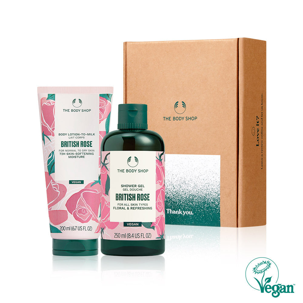 [THE BODY SHOP] The Body Shop British Rose Body Care 2-piece Set (Shower Gel 250ml + Body Lotion 200ml)