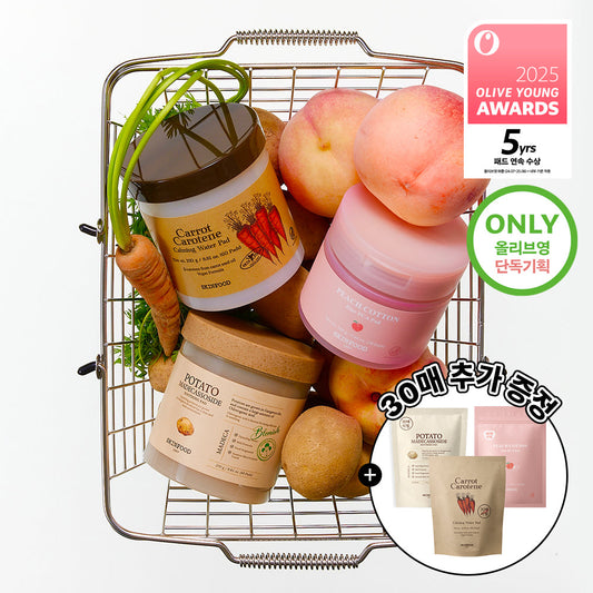 [skinfood] 3 types of Skinfood pad recipes (main product + 30 refill plan) (Carrot/Potato/Peach)