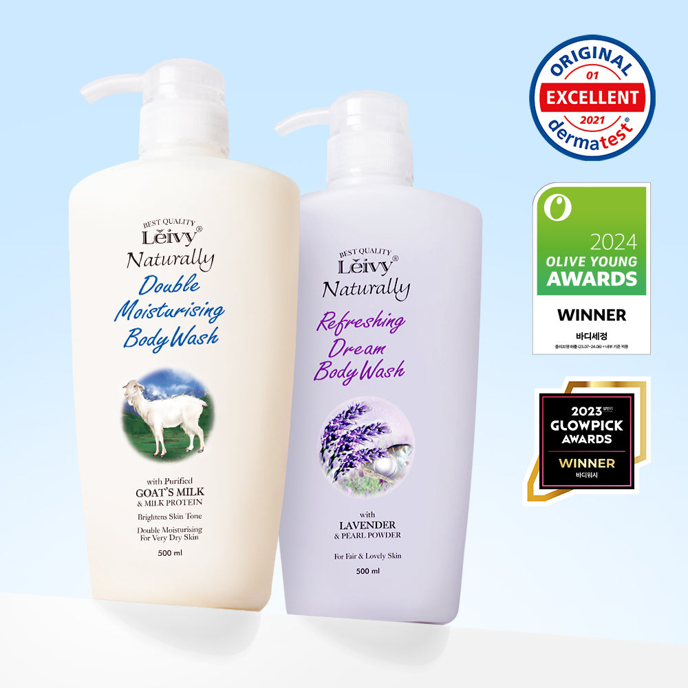 [Leivy] Raybee Goat Milk/Lavender Body Wash 500ml special set of 2 types (+ 45ml miniature gift)