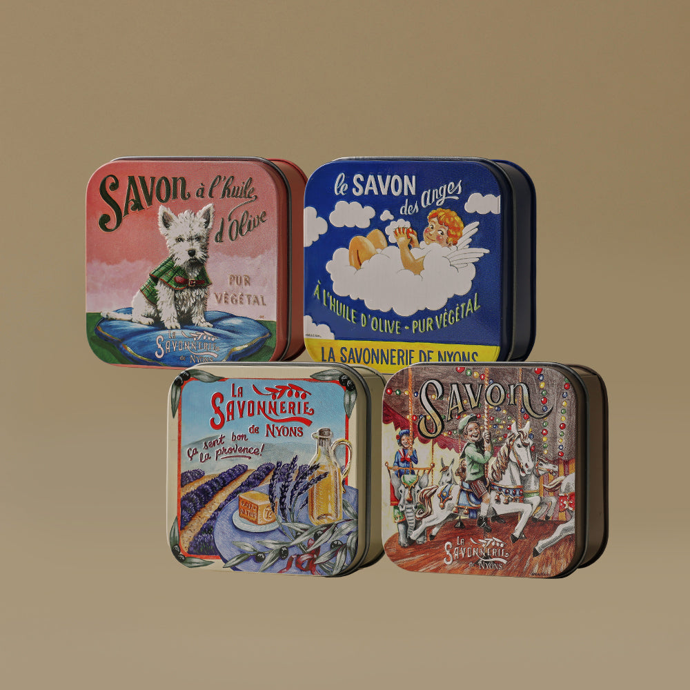 [lasavonneriedenyons] LaSavonne Lid Nion Perfume Soap Tin Case 100g 4 types, choose 1 (Lavender/Rose/Vervain/Cotton Flower)