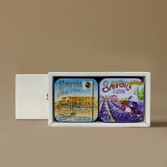 [lasavonneriedenyons] LaSavonne Lid Nion Perfume Soap Tin Case Sleeve Package of 2 (Lavender/Vervain)