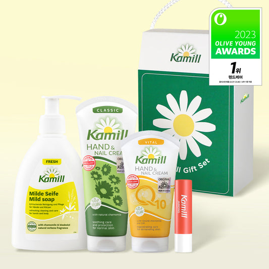 [Kamill] Camille gift set (2 types of hand cream + 300ml hand wash + vegan lip balm)