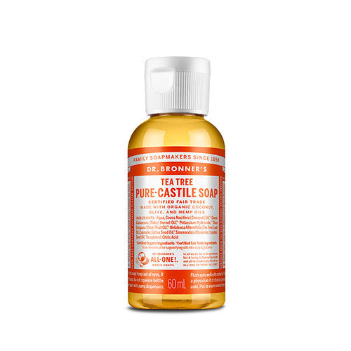 [DR.BRONNERS] Dr. Bronner's Pure Castile Soap 60ml 2 types, choose 1 (tea tree/peppermint)