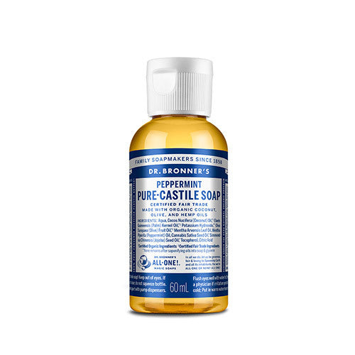 [DR.BRONNERS] Dr. Bronner's Pure Castile Soap 60ml 2 types, choose 1 (tea tree/peppermint)