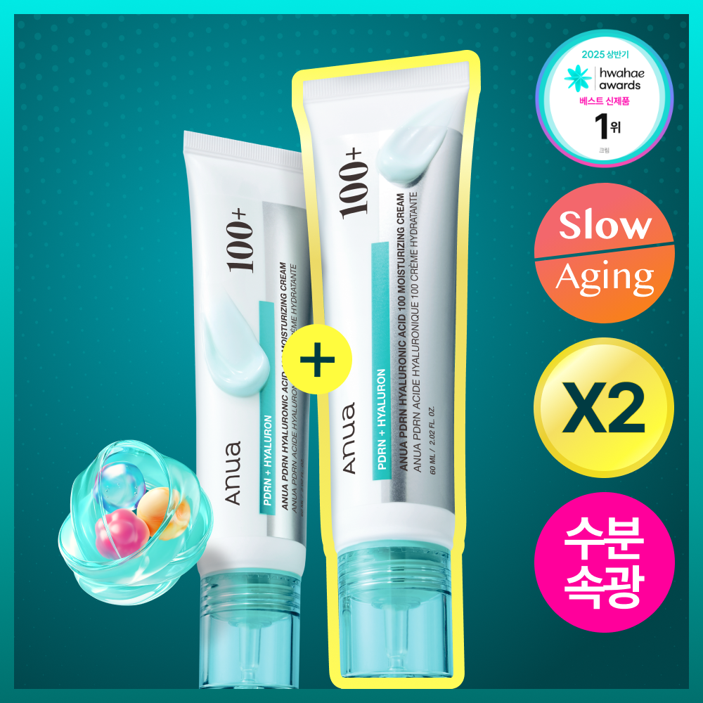 [Anua] PDRN Hyaluronic Acid 100 Moisture Cream Duo (60ml x 2)