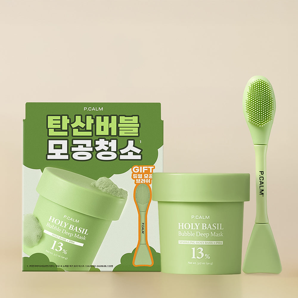 [p.calm] Picam Holy Basil Bubble Deep Mask 90g Special (+Dual Pore Brush)