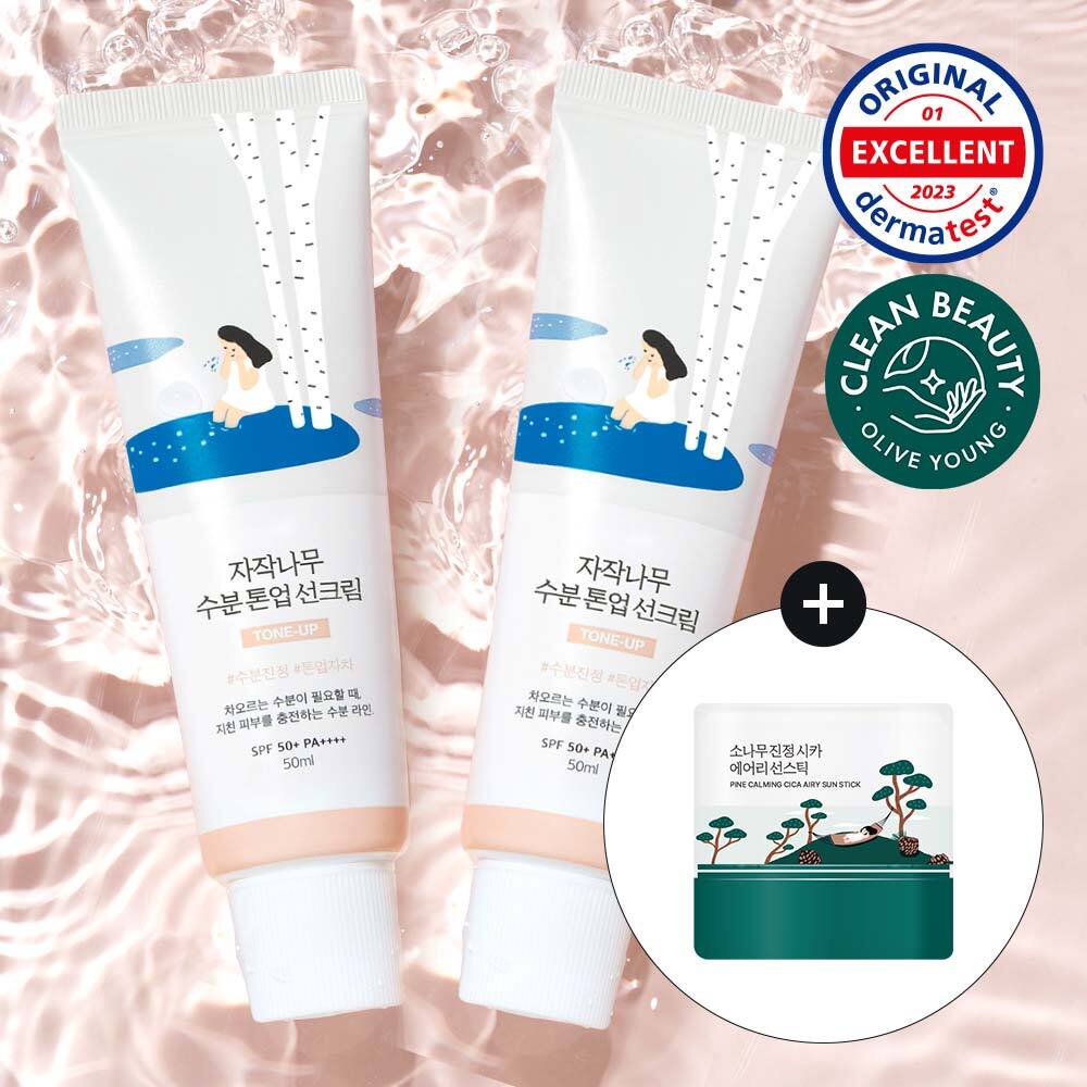 [Round Lab] Round Lab Birke Feuchtigkeits Tone-Up Sonnencreme 50ml 1+1 Spezial (+Kiefer Sonnenstick 10g)