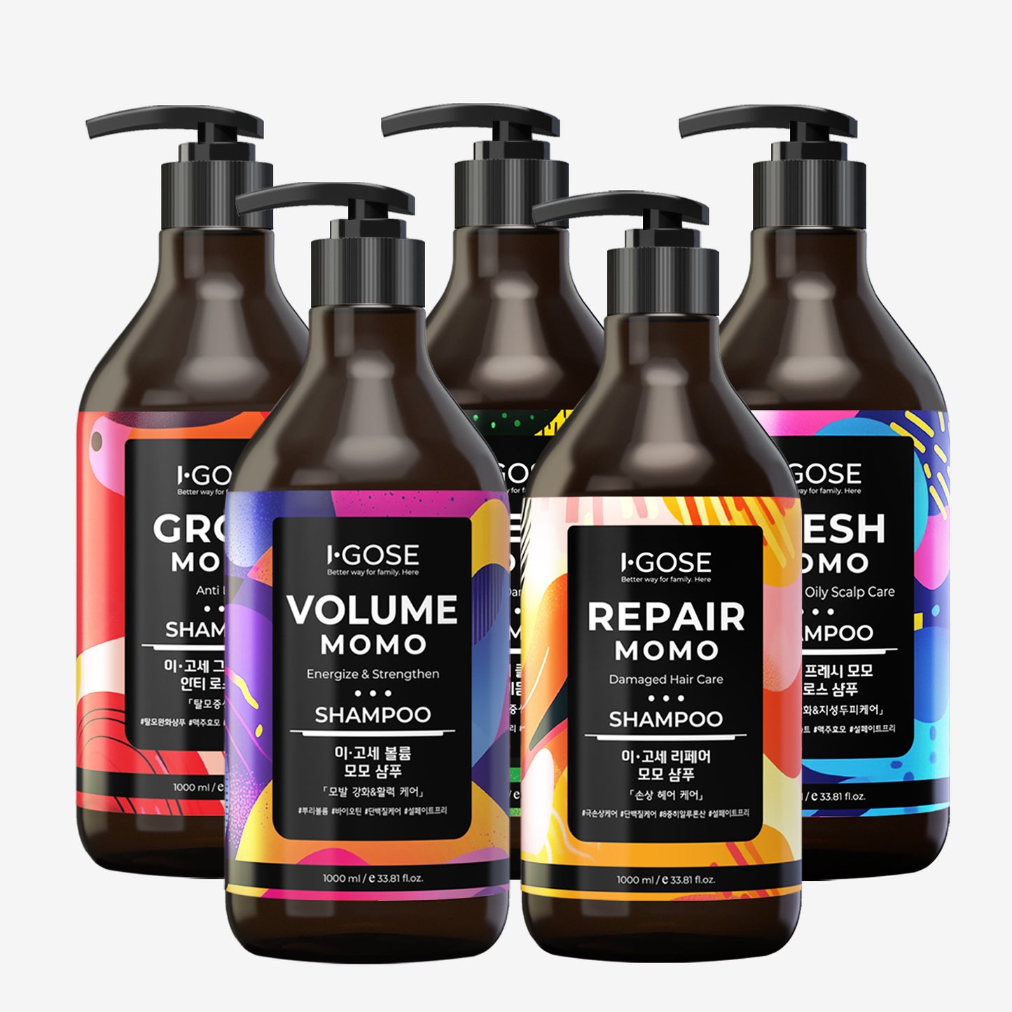 [IGOSE] Igose Shampoo 1000ml 5 types (hair loss/dandruff/damaged hair/oil care/volume)
