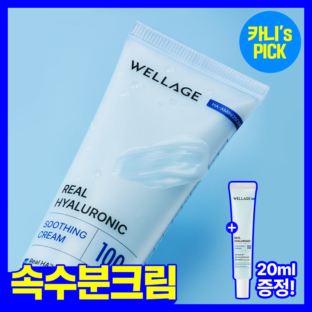 [Wellage] Wellage Real Hyaluronic Soothing Cream 80ml Sondergröße (+20ml)