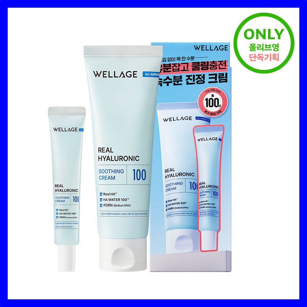 [Wellage] Wellage Real Hyaluronic Soothing Cream 80ml Sondergröße (+20ml)