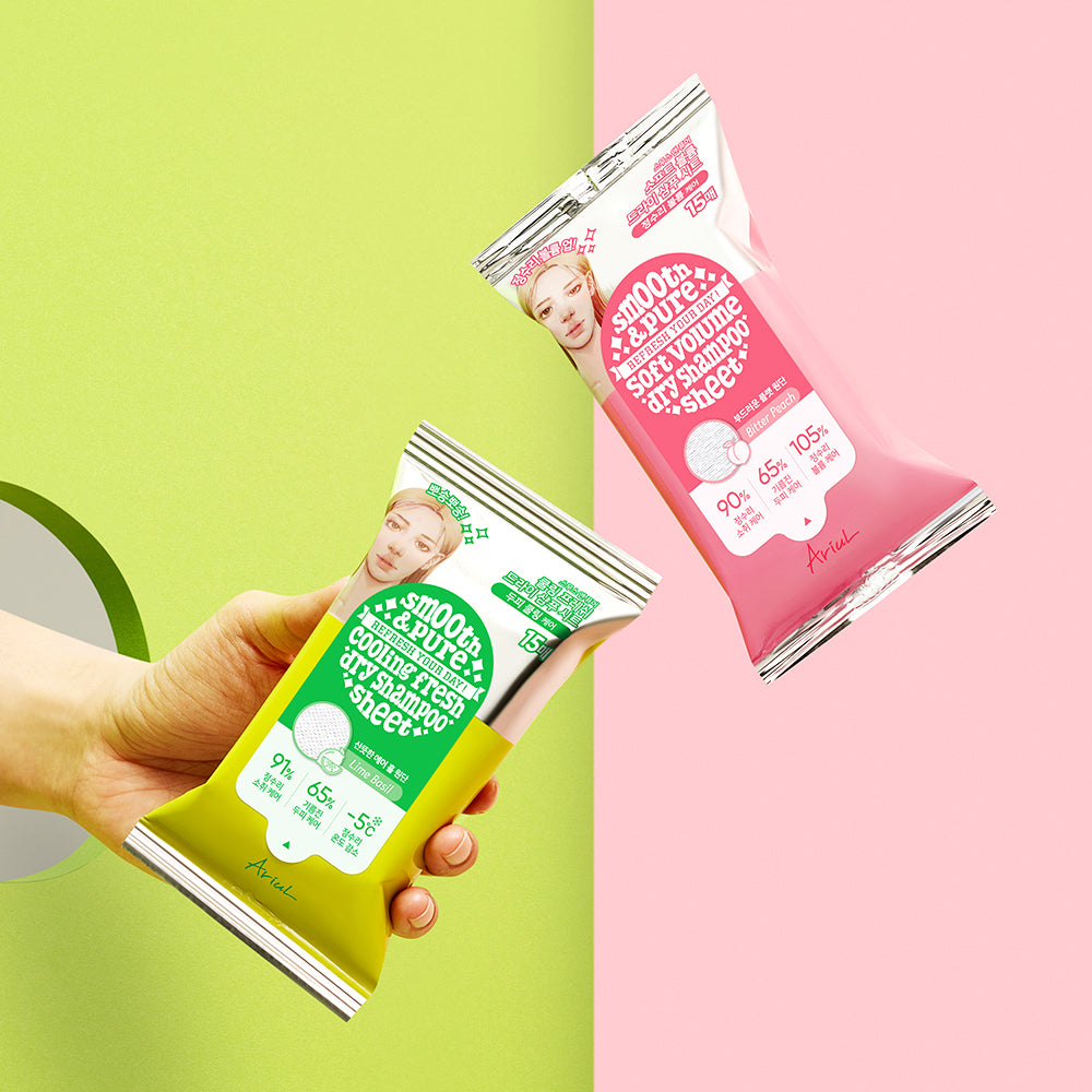 [Ariul] Arial Smooth & Pure Dry Shampoo Sheets, 15 sheets (2 types, choose 1)