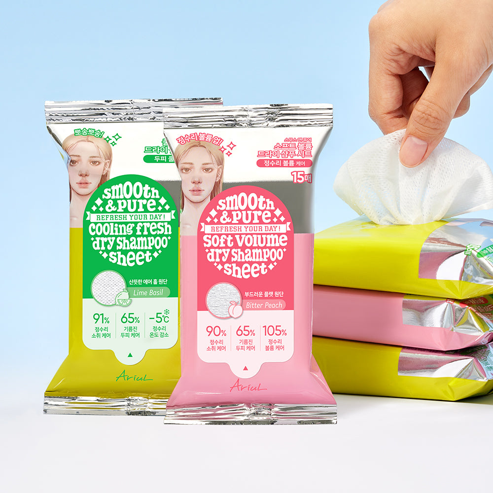 [Ariul] Arial Smooth & Pure Dry Shampoo Sheets, 15 sheets (2 types, choose 1)