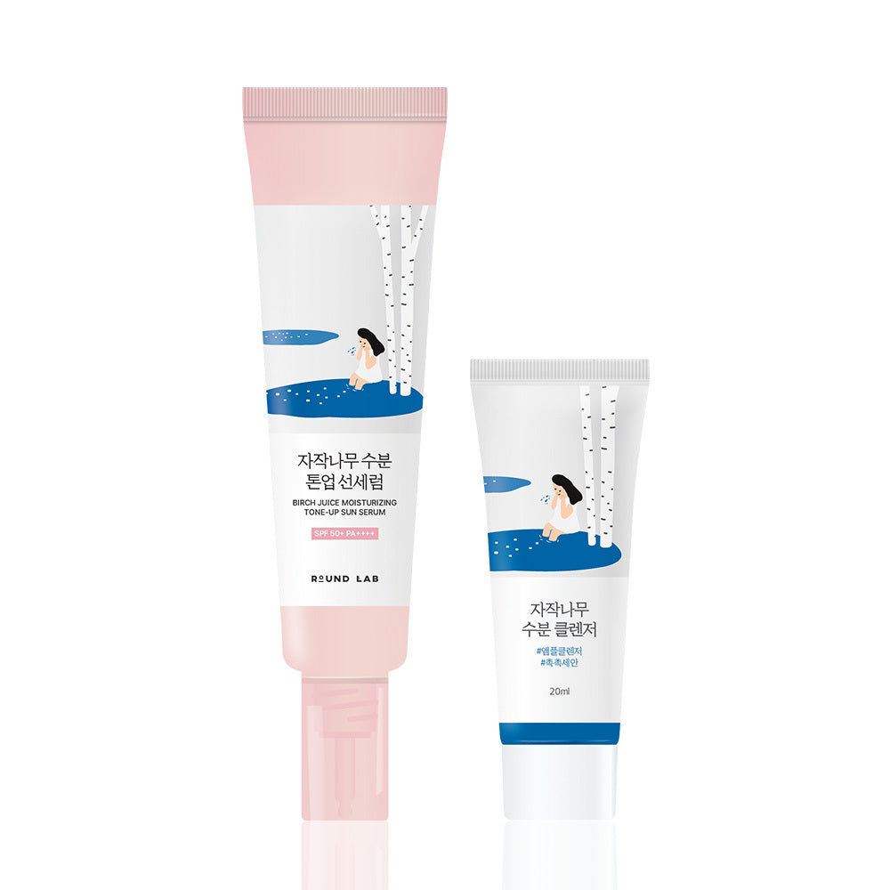 [Round Lab] Birch Moisture Tone-Up Sun Serum Set (50ml + Cleanser 20ml)