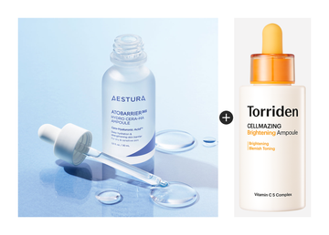 AESTURA Atobarrier Cera-Hyal Ampoule and Torriden Cellmazing Vita C Ampoule, the two items in this set