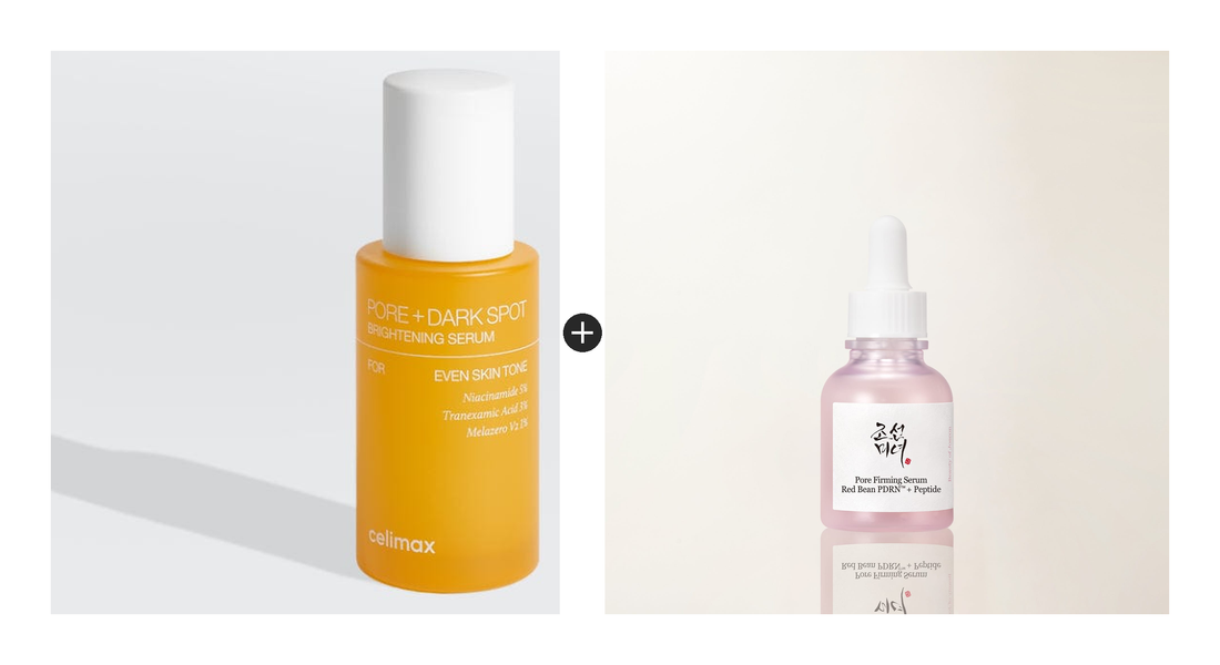 Celimax Pore + Dark Spot Serum and Beauty of Joseon Red Bean PDRN Serum, the two items in this set