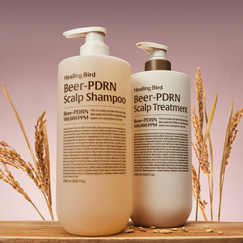 [Healing Bird] Beer PDRN Volume & scalp care Shampoo 1L + Scalp Treatment 1L