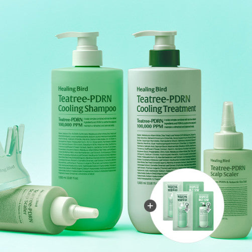 [Healing Bird] Tea Tree PDRN Cooling Shampoo 1L + Treatment 1L (Free)