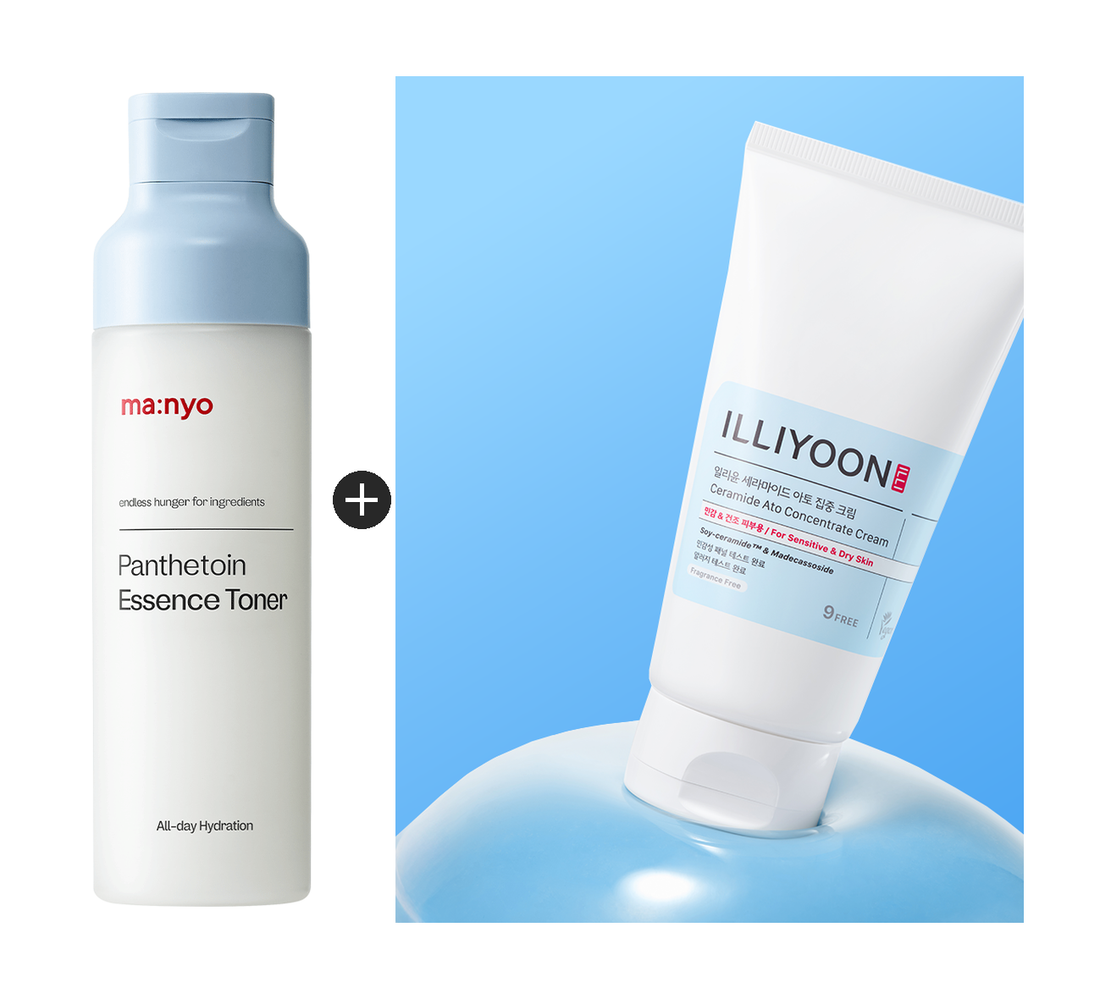 ma:nyo Panthetoin Toner and ILLIYOON Ceramide Cream, the two items in this set
