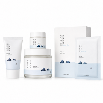 [Round Lab] 1025 Dokdo Soothing Routine — 3-Step Set product set on white background