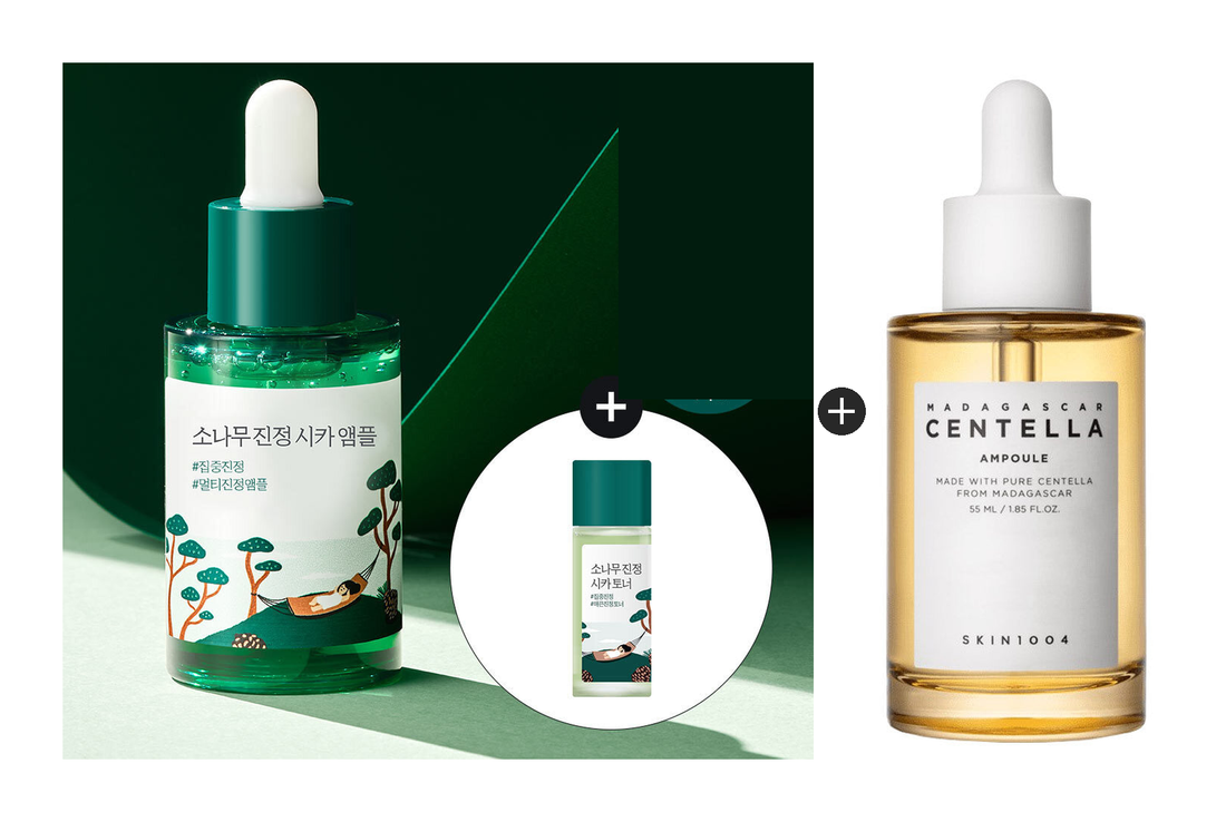 Round Lab Pine Cica Ampoule and Skin1004 Centella Ampoule, the two items in this set